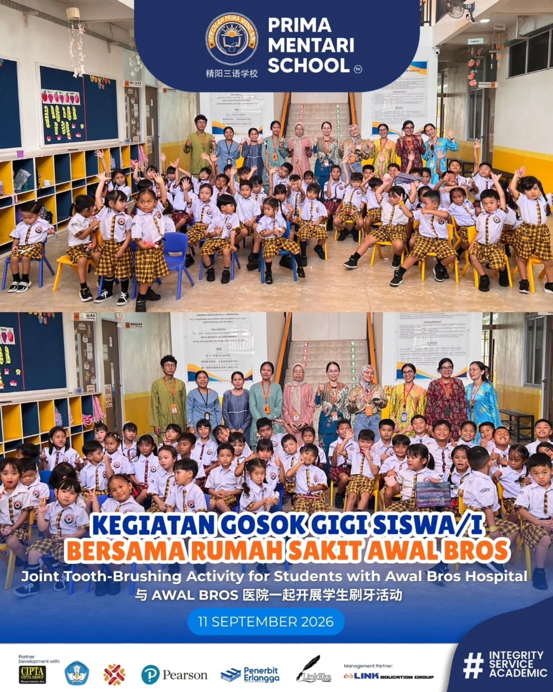 Foto: kegiatan siswa Sekolah Prima Mentari bersama Rumah Sakit Awal Bros.